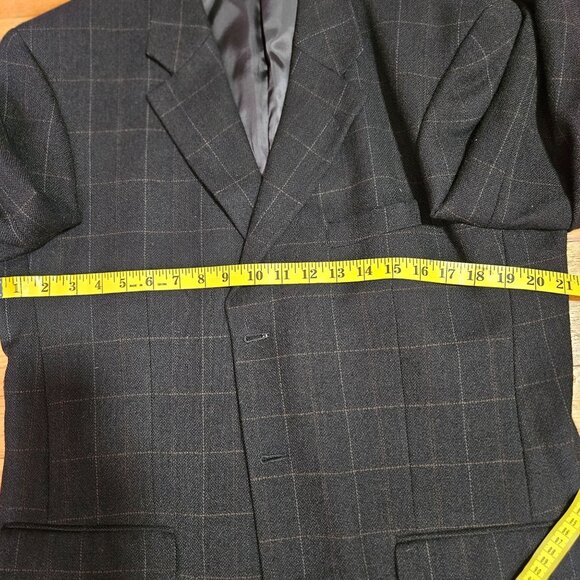 Mens Enrico Gelini Plaid Wool Blazer Jacket 3-Button Front Charcoal Gray Size 42 - Picture 12 of 14